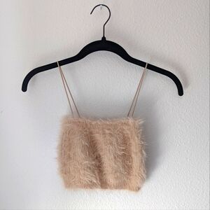 Peachy Pink Fuzzy Crop Tank Top Zara